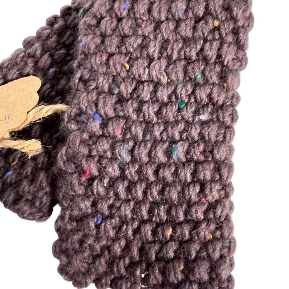 Brown Knit Fingerless Gloves Merino Wool Knit Mittens Hamdmade Chunky Mittens